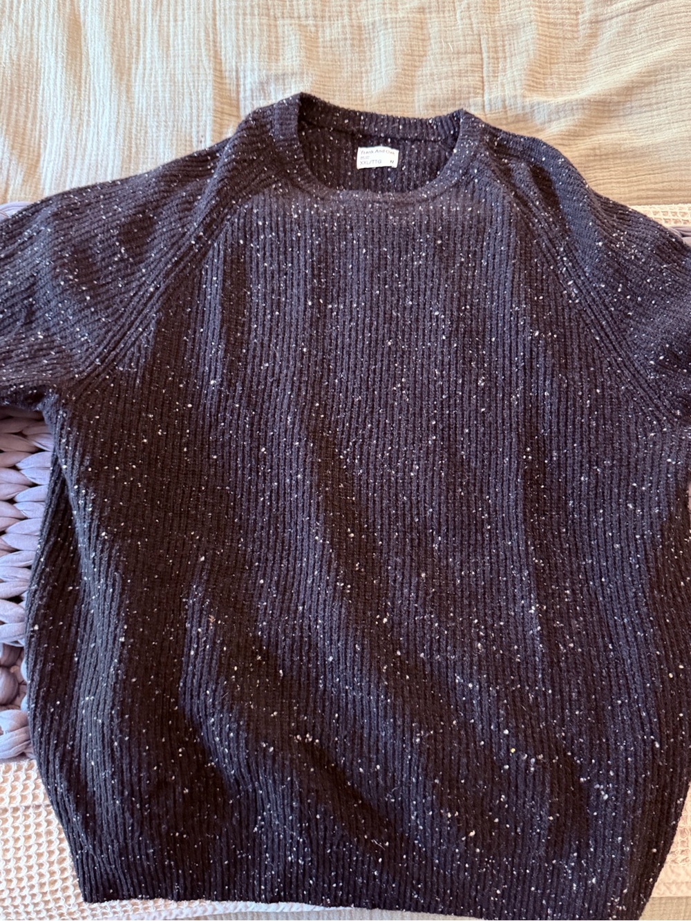 Frank & Oak Black Speckled Ribbed Crewneck
